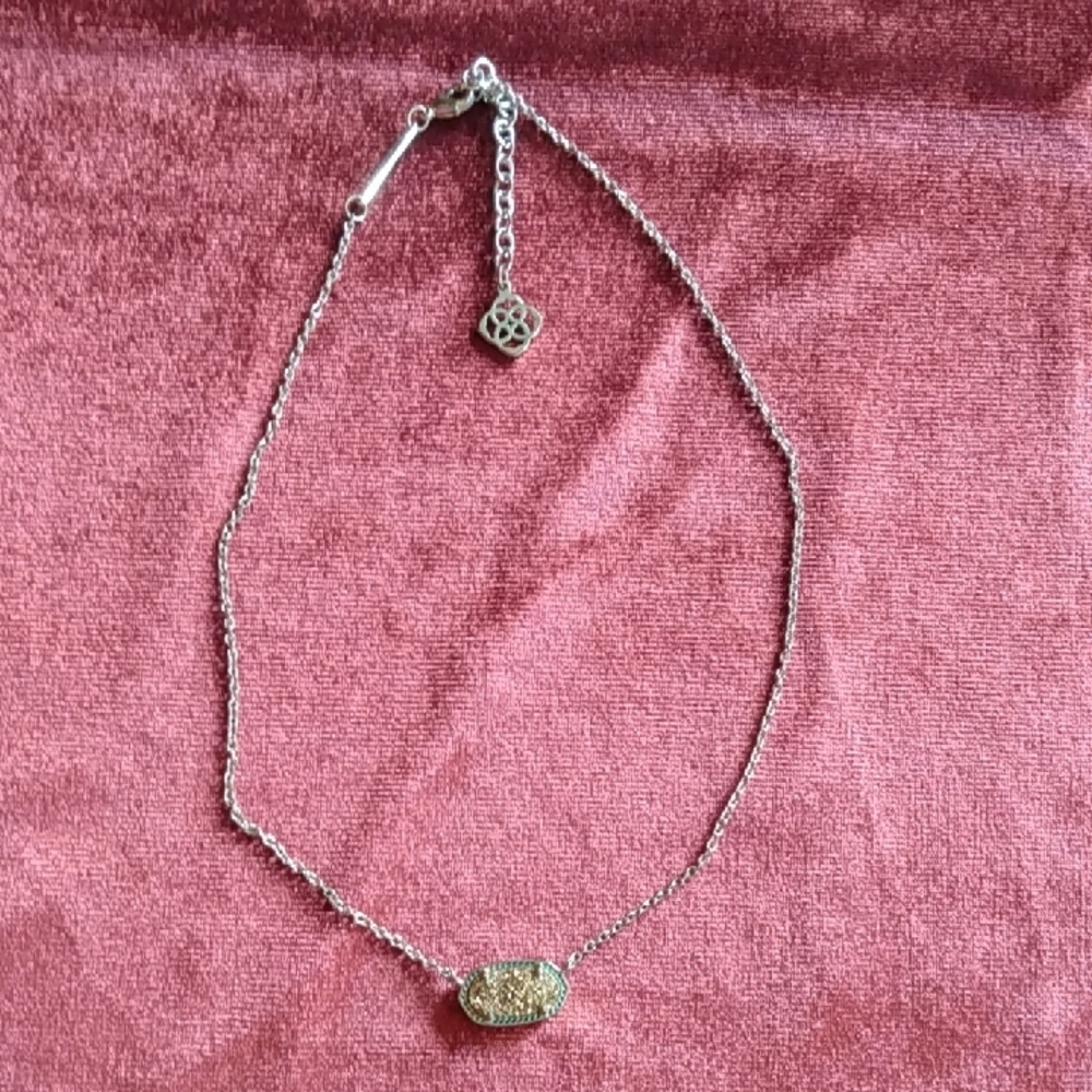 Kendra Scott Silver Necklace with Gold Drewsy Pendant